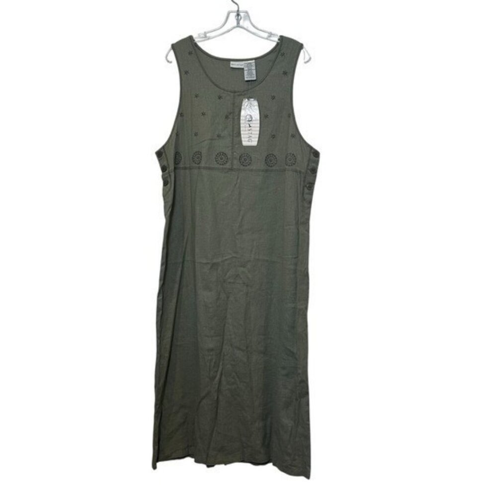 White Stag Olive Green Maxi Dress with Eyelet Detail